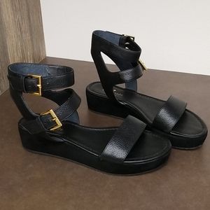 Kate Spade Black Leather Platform Sandals Sz 7.5